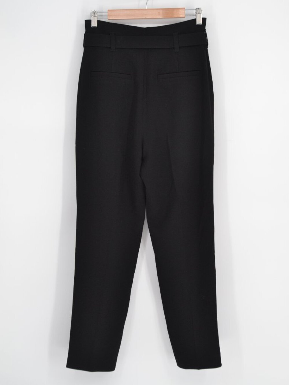 Aritzia Babaton Encore High Rise Belted Trouser Pants Pleated Black Womens 8 - Picture 2 of 6